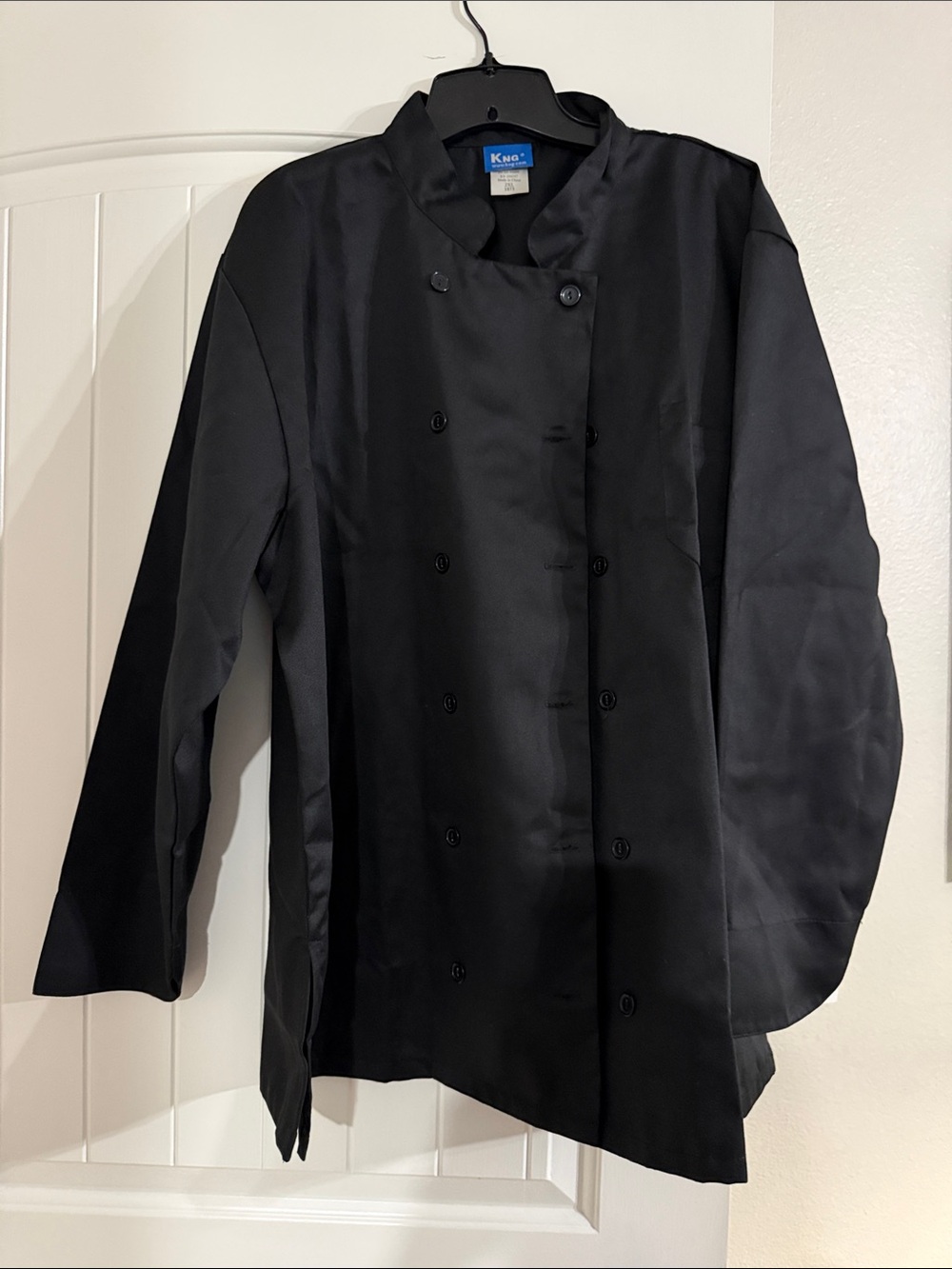 NEW — Black Double-Breasted Chef Jacket for Women. Long sleeve.